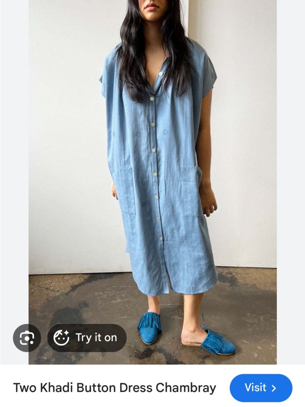 Two New York Khadi Midi Caftan Dress Teal one size fits most